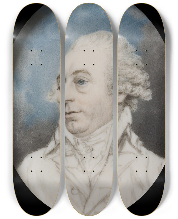 Triptych art skateboard deck of Richard Cosway Selfportrait by Richard Cosway (1742-1821)