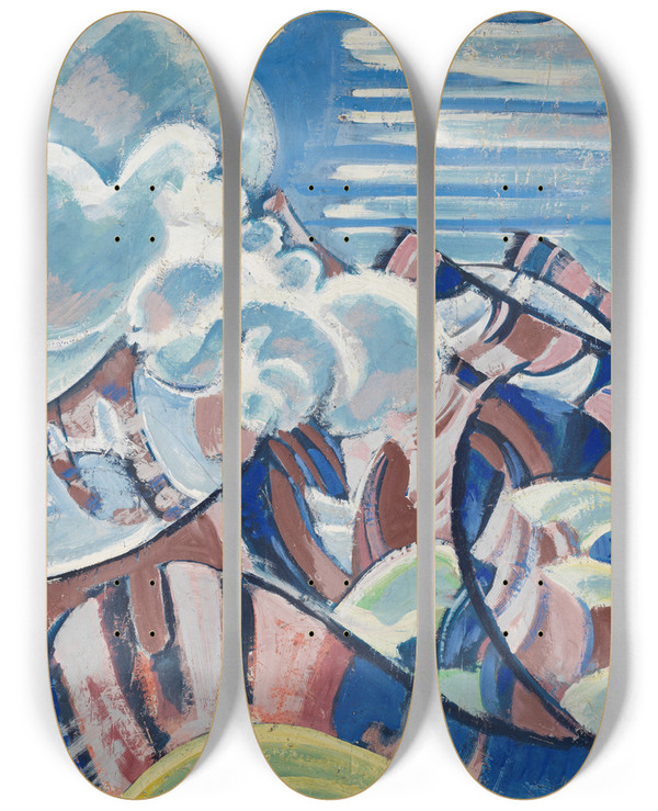 Triptych art skateboard deck of August Babberger Blick Ber Das Gental by August Babberger (1885-1936)