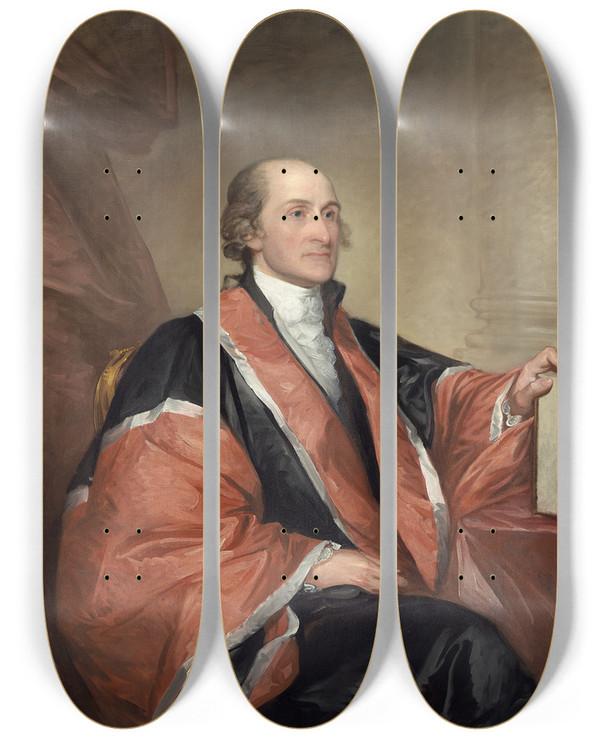 Triptych art skateboard deck of Gilbert Stuart John Jay_1 by Gilbert Stuart (1755-1828)