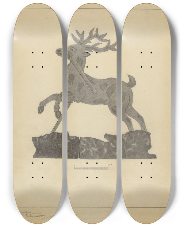 Triptych art skateboard deck of Bernard Westmacott Weather Vane_4 by Bernard Westmacott