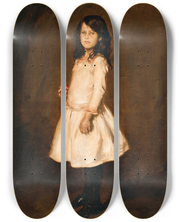 Triptych art skateboard deck of Carl Von Marr Ruth Standing In A White Dress by Carl Von Marr (1858-1936)