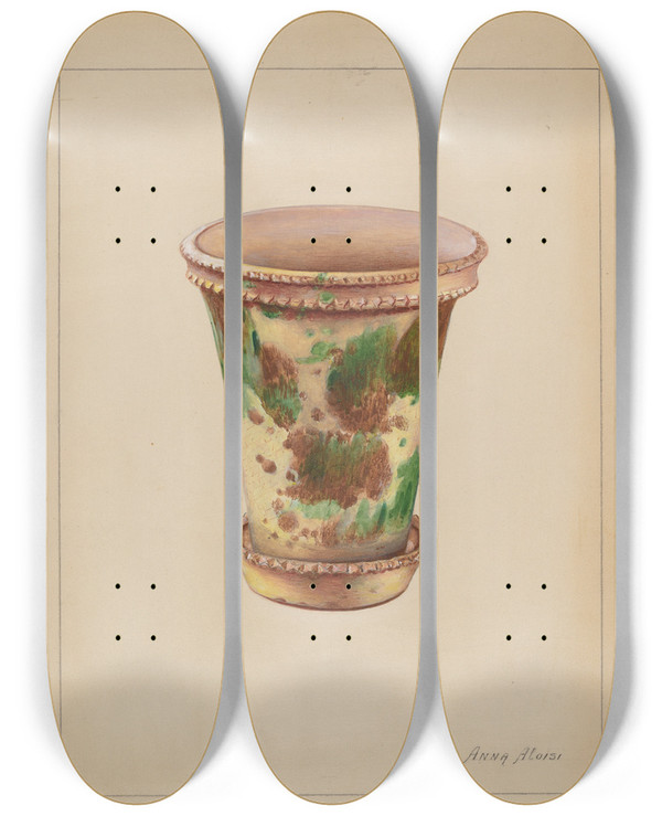 Triptych art skateboard deck of Anna Aloisi Flower Pot by Anna Aloisi