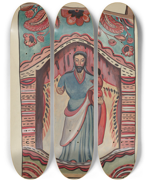 Triptych art skateboard deck of American 20Th Century Retablo_1 by American 20Th Century