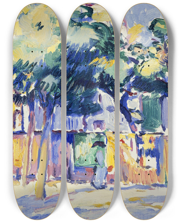 Triptych art skateboard deck of Samuel John Peploe Veuleslesroses by Samuel John Peploe (1871-1935)
