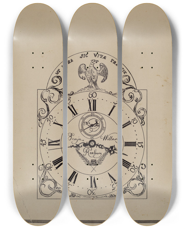 Triptych art skateboard deck of Nicholas Gorid Clock_3 by Nicholas Gorid (20-)