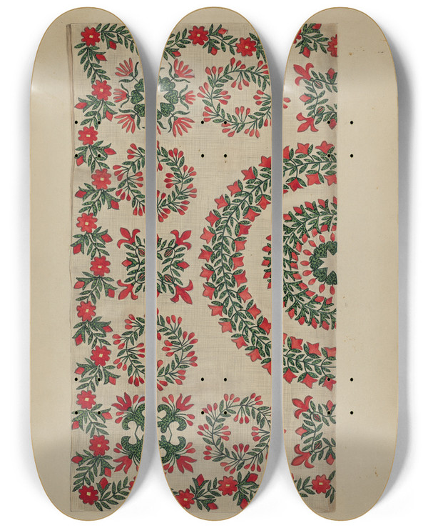 Triptych art skateboard deck of Irene Schaefer Bedspread_3 by Irene Schaefer