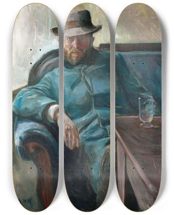 Triptych art skateboard deck of Edvard Munch Hans Jger by Edvard Munch (1863-1944)