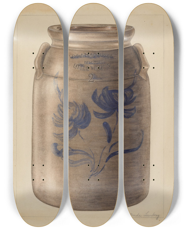 Triptych art skateboard deck of Gertrude Lemberg Jar by Gertrude Lemberg (20-)