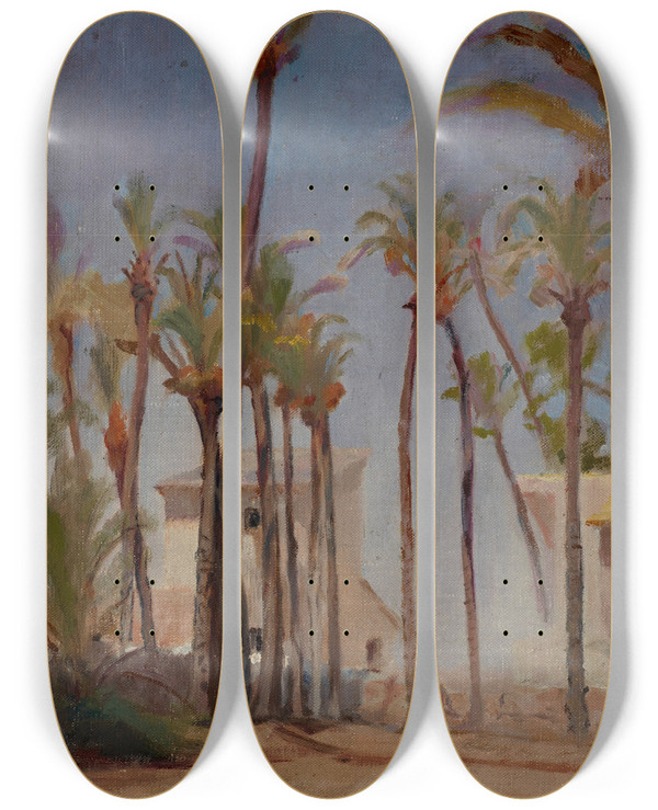 Triptych art skateboard deck of Jan Cigliski Spain Elche_7 by Jan Ciaglinski (1858-1913)