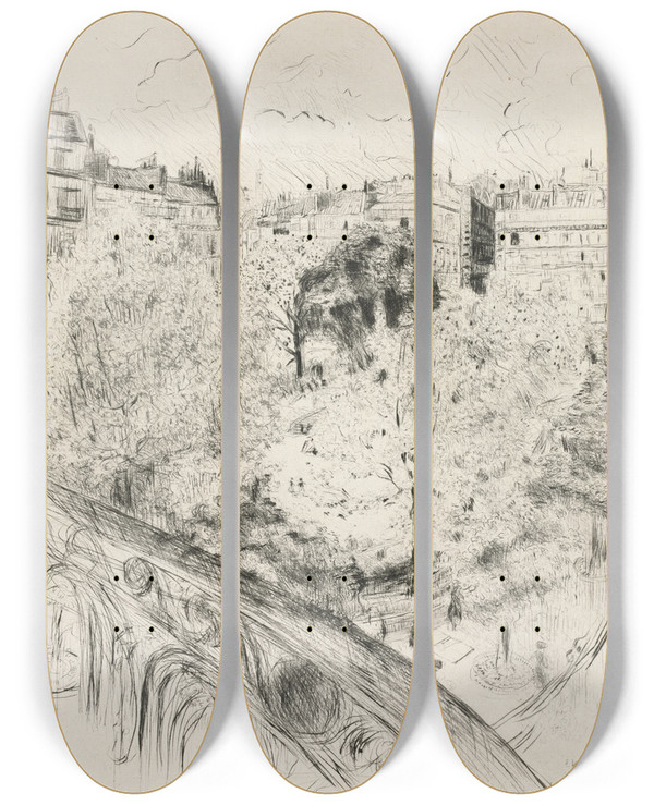 Triptych art skateboard deck of Douard Vuillard Square Vintimille by douard Vuillard (1868-1940)