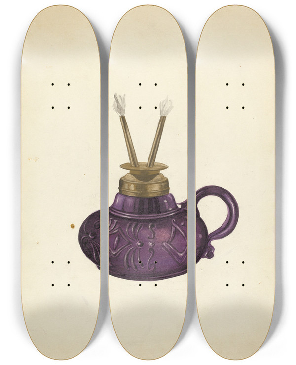 Triptych art skateboard deck of John Fisk Lamp_2 by John Fisk