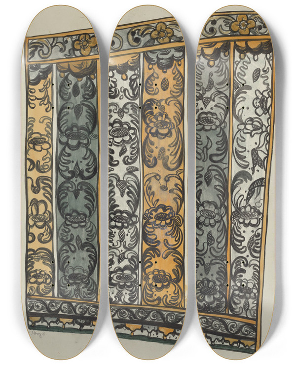 Triptych art skateboard deck of E Boyd Retablo_3 by E Boyd (20-)
