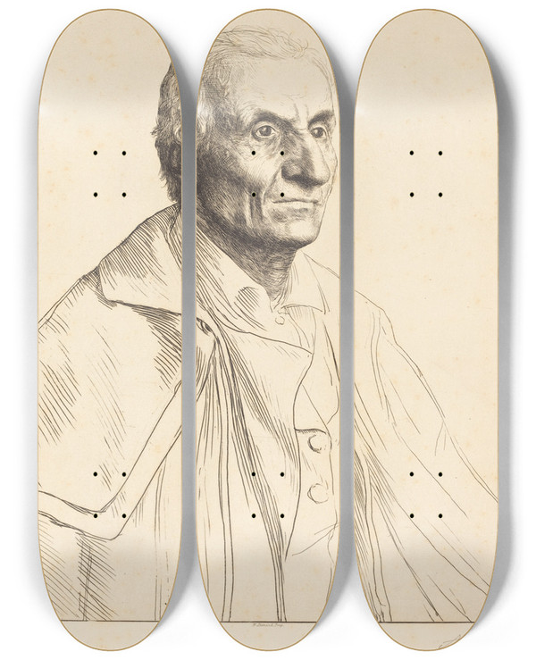 Triptych art skateboard deck of Alphonse Legros Large Spaniard Le Grand Espagnol Ii by Alphonse Legros (1837-1911)
