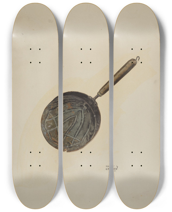 Triptych art skateboard deck of Harry Grossen Panslider by Harry Grossen