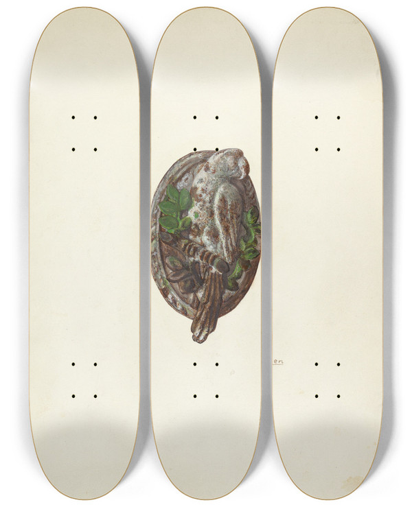 Triptych art skateboard deck of Winifred Luten Door Knocker by Winifred Luten