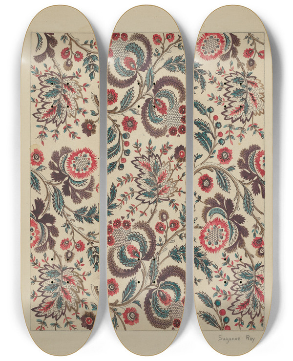 Triptych art skateboard deck of Suzanne Roy Chintz_1 by Suzanne Roy