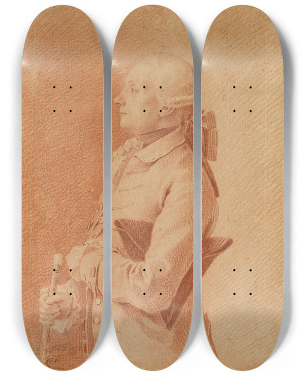 Triptych art skateboard deck of Josef Melling Herrenbildnis_1 by Josef Melling
