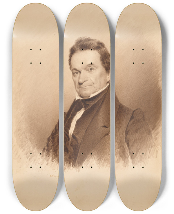 Triptych art skateboard deck of James Barton Longacre Edward Livingston by James Barton Longacre (1794-1869)