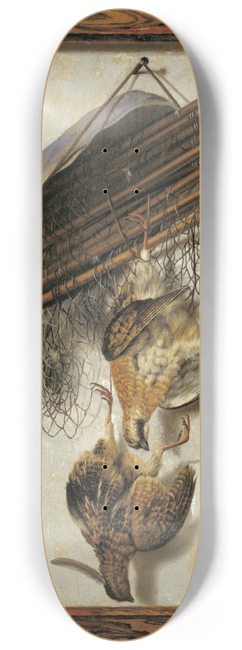 Jacob Biltius - Dead Wildfowl And A Huntsmans Net. Trompe Loeil 8.25 inch art skate deck
