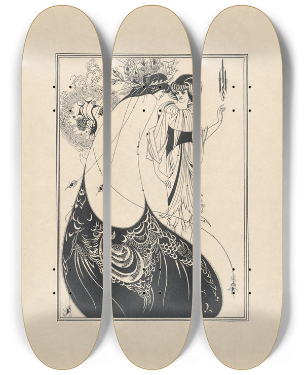 Triptych art skateboard deck of Aubrey Vincent Beardsley Illustration To Salome By Oscar Wilde 2 by Aubrey Vincent Beardsley (1872-1898)
