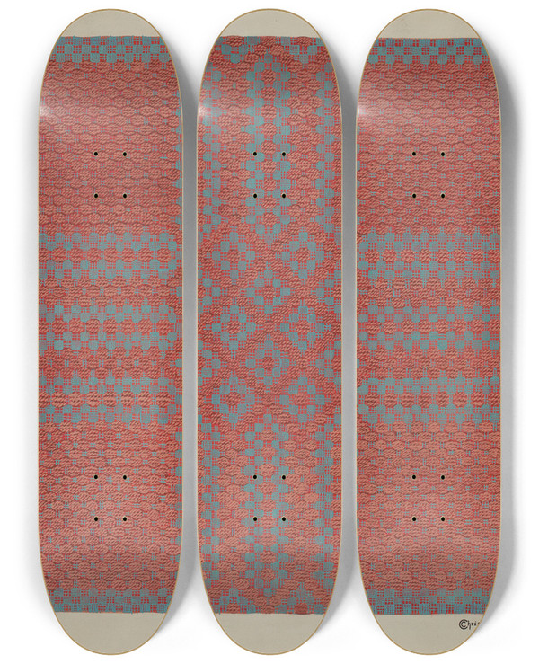 Triptych art skateboard deck of Cornelius Christoffels Coverlet_1 by Cornelius Christoffels (1879-1960)
