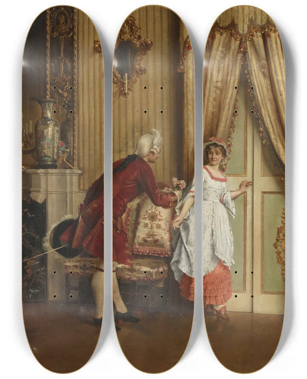 Triptych art skateboard deck of Charles Edouard Delort A Token by Charles Edouard Delort (1841-1895)