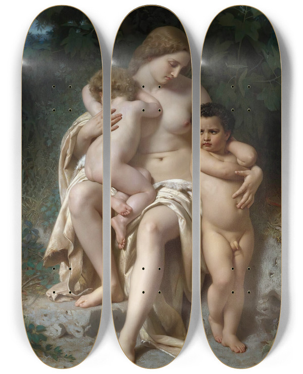 Triptych art skateboard deck of William Bouguereau La Premire Discorde Cain And Abel by William Bouguereau (1825-1905)