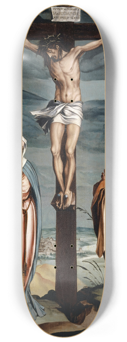 Jacob Clauser Workshop - Christ on the Cross between the Virgin and Saint John 8.25 inch art skate deck