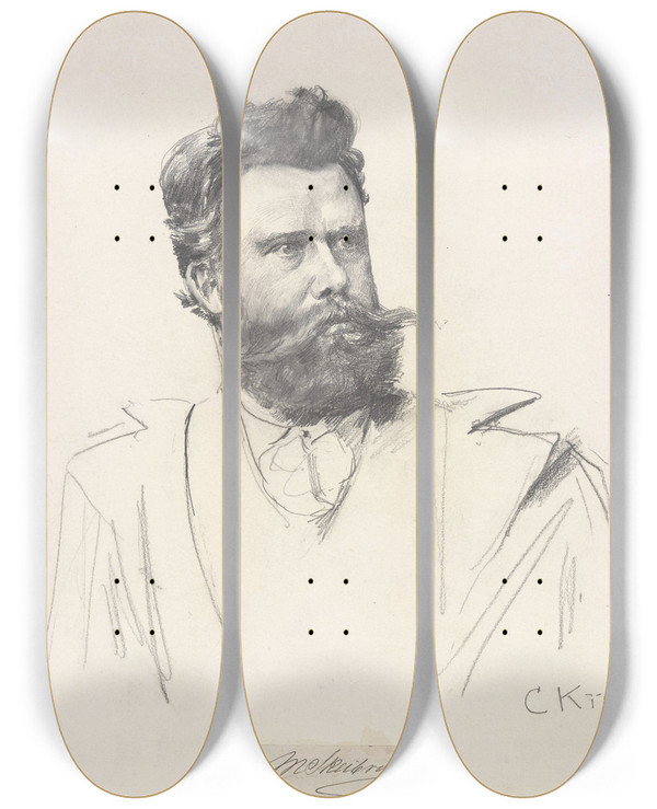 Triptych art skateboard deck of Christian Krohg Mathias Skeibrok by Christian Krohg (1852-1925)