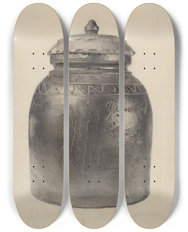 Triptych art skateboard deck of Robert Gilson Sugar Jar by Robert Gilson