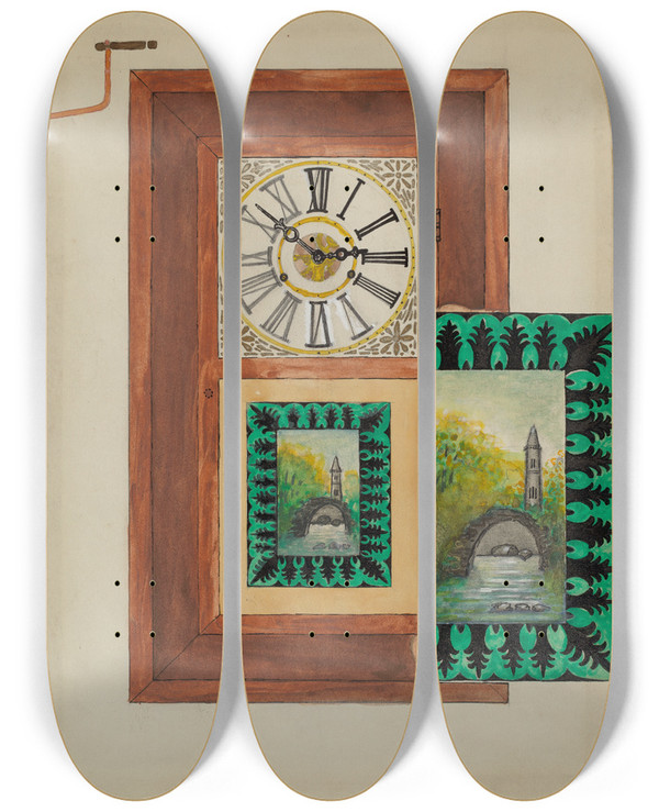 Triptych art skateboard deck of Albert Eyth Clock by Albert Eyth (20-)