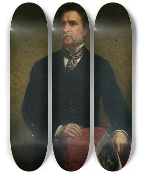 Triptych art skateboard deck of Daniel Huntington John Taylor Johnston by Daniel Huntington (1816-1906)
