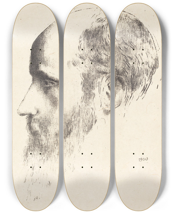 Triptych art skateboard deck of Odilon Redon Edouard Vuillard by Odilon Redon (1840-1916)