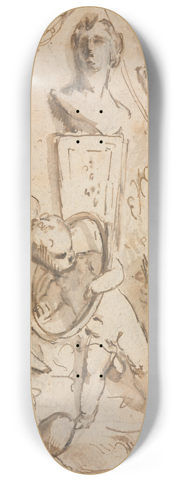 Jacob de Wit - Bust of Diana with Putti and Hunting Attributes 8.25 inch art skate deck