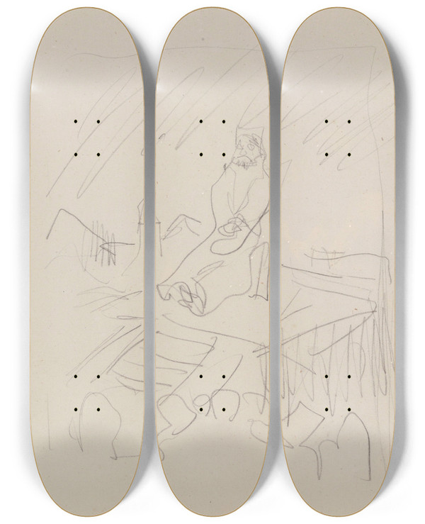 Triptych art skateboard deck of James Ensor Execution By Garrote by James Ensor (1860-1949)