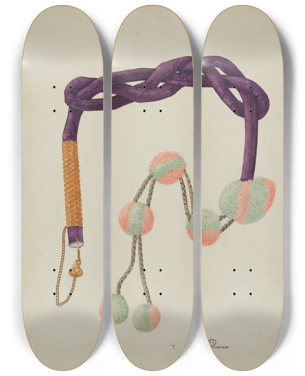 Triptych art skateboard deck of Josephine C Romano Lighter Mecha For Flint by Josephine C Romano