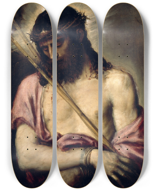 Triptych art skateboard deck of Titian Ecce Homo_2 by Titian (1488-1576)