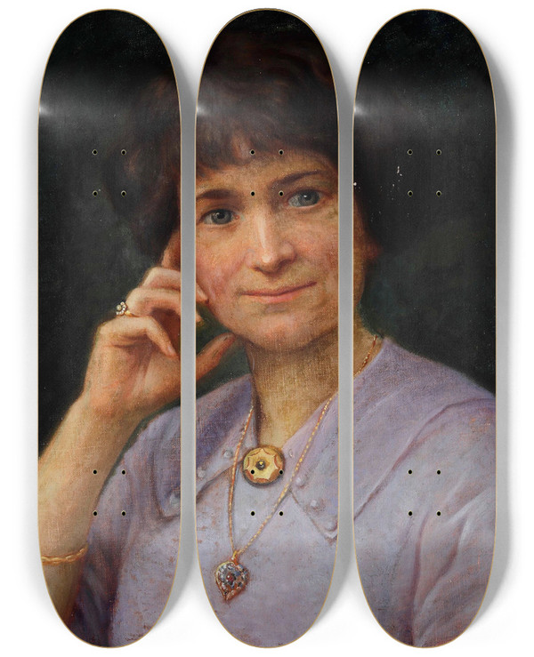 Triptych art skateboard deck of Stanislao Ferrazzi Ritratto Di Donna by Stanislao Ferrazzi (1861-1937)