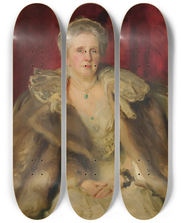 Triptych art skateboard deck of John Singer Sargent Mrs Hugh Smith by John Singer Sargent (1856-1925)