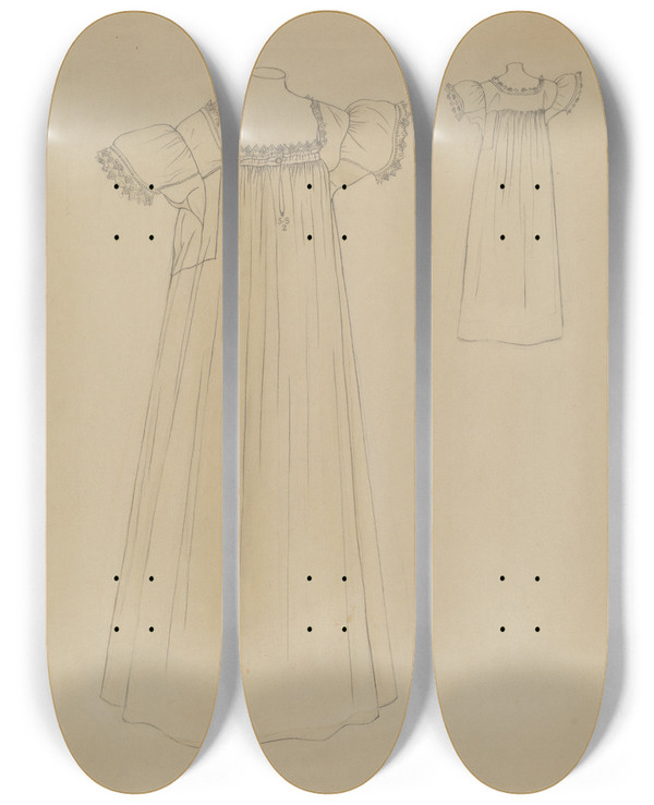Triptych art skateboard deck of Rosalia Lane Shift_2 by Rosalia Lane