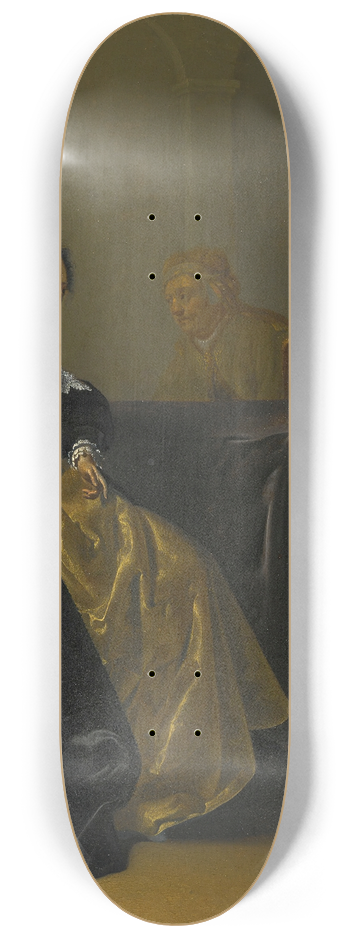 Jacob Duck - An Elegant Young Lady And Old Maid In An Interior 8.25 inch art skate deck