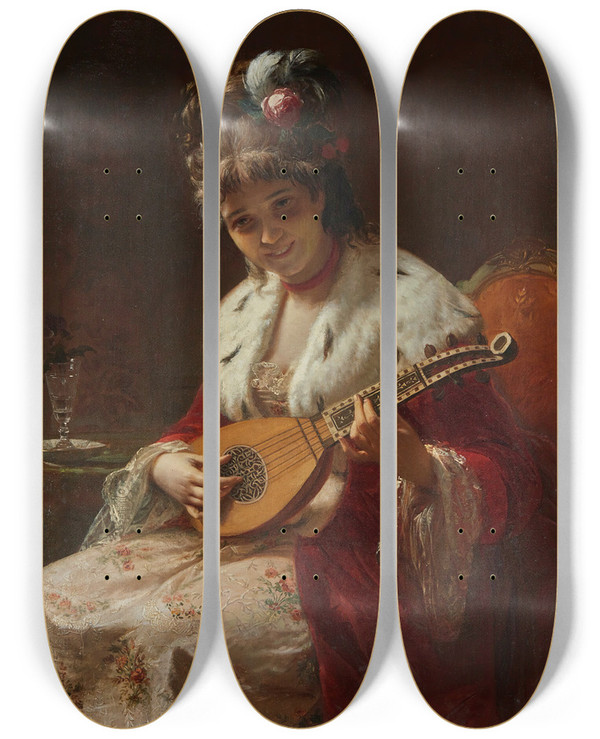 Triptych art skateboard deck of Angelo Ribossi The Cittern by Angelo Ribossi (1822-1886)