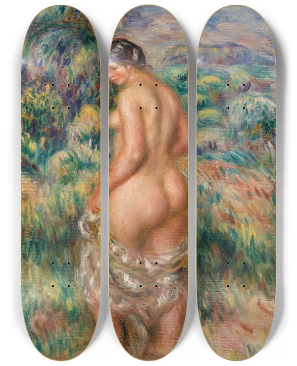 Triptych art skateboard deck of Pierreauguste Renoir Standing Bather Baigneuse Debout by Pierre-Auguste Renoir (1841-1919)