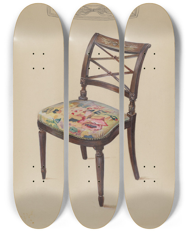 Triptych art skateboard deck of Mina Lowry Side Chair by Mina Lowry (1894-1942)