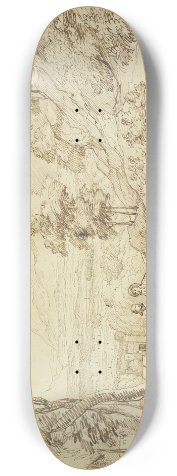 Jacob Esselens - Landschaft, auf dem Weg ein Herr und eine Dame mit einem Windhund 8.25 inch art skate deck