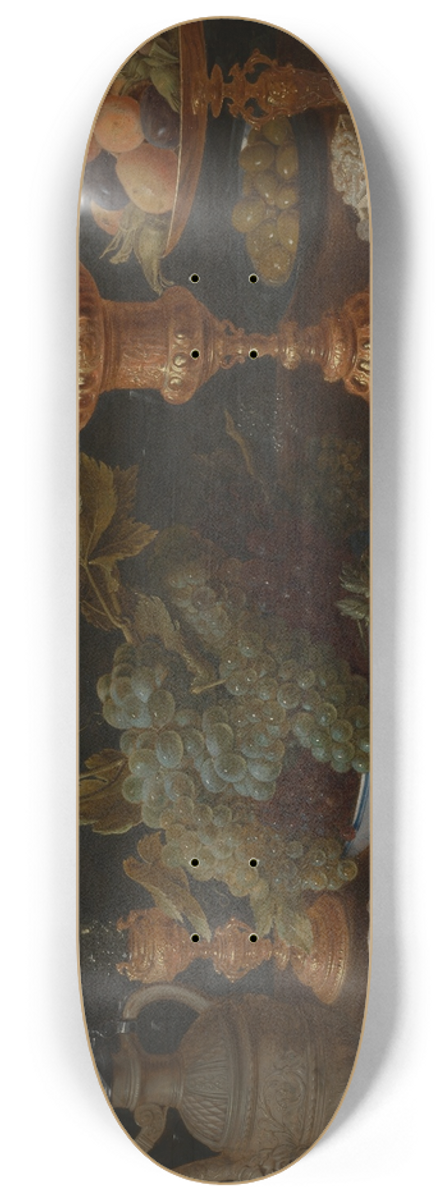 Jacob Foppens van Es - Still Life with Oysters, Fruit and Pastry 8.25 inch art skate deck
