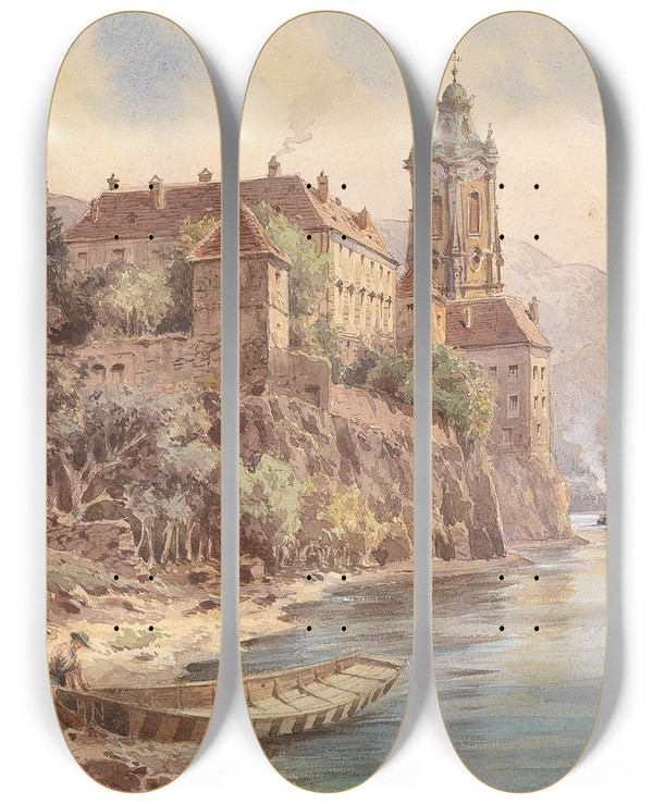 Triptych art skateboard deck of Carl Wenzel Zajicek Drnstein by Carl Wenzel Zajicek (1860-1923)