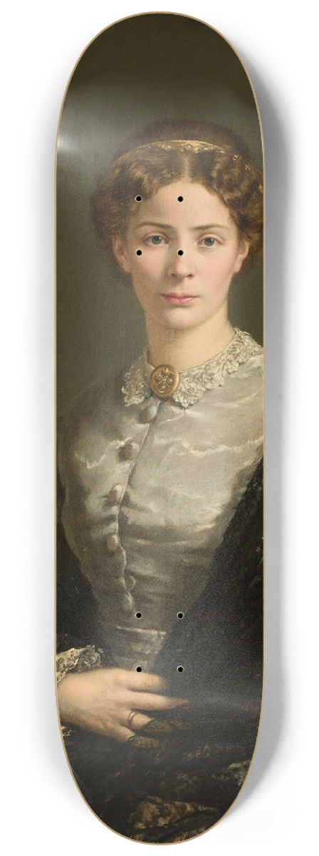 Adalbert Begas - Portrait of a lady in a lacy scarf 8.25 inch art skate deck