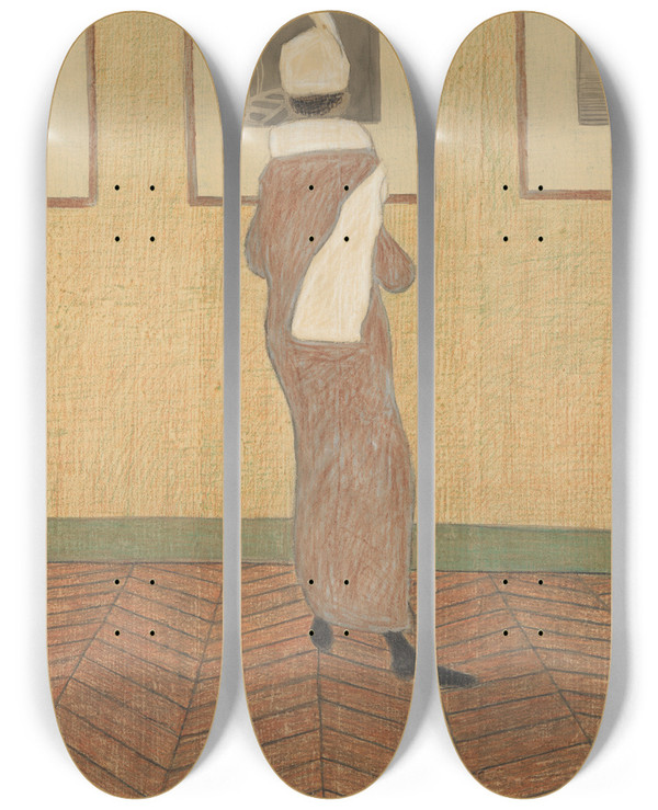 Triptych art skateboard deck of Lon Spilliaert Dame In Expositie by Leon Spilliaert (1881-1946)