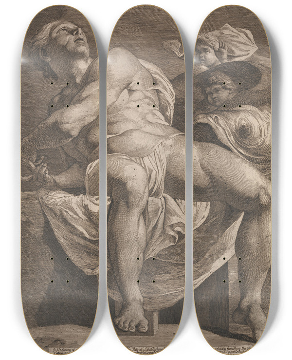 Triptych art skateboard deck of James Barry Jonah by James Barry (1741-1806)